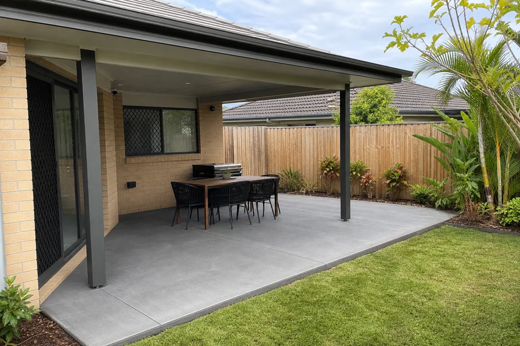 Representative finished concrete alfresco patio at a Brisbane home