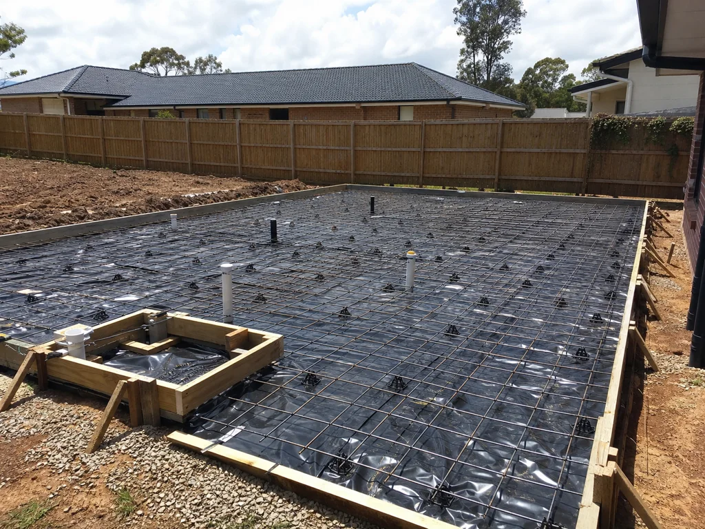 House slab reinforcement and formwork ready for concrete